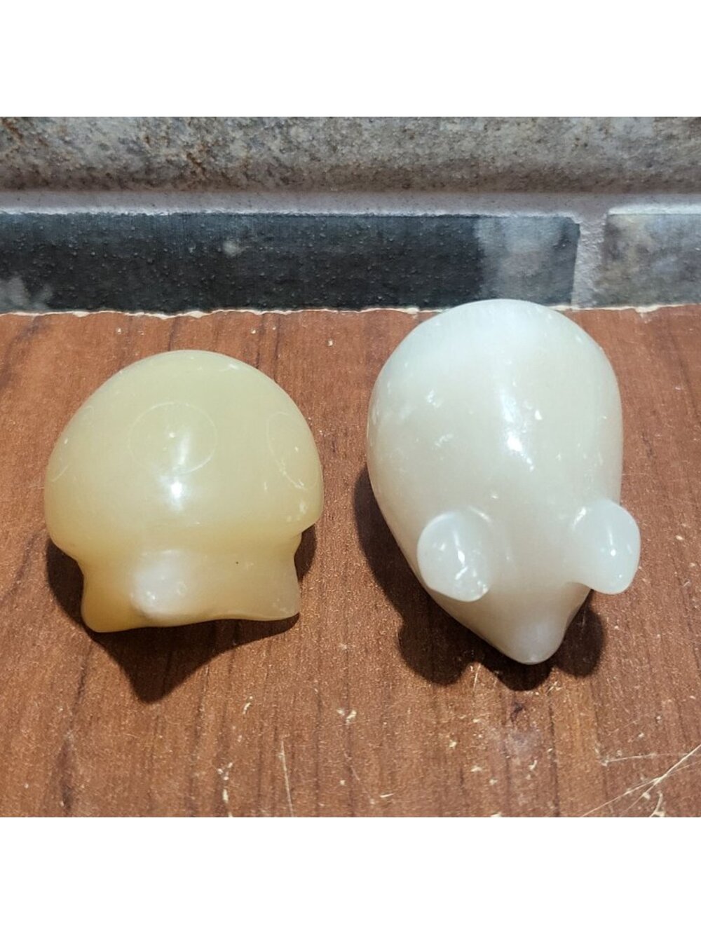 Vintage Miniature Carved Stone Snail Mouse Figurine Peach Cream